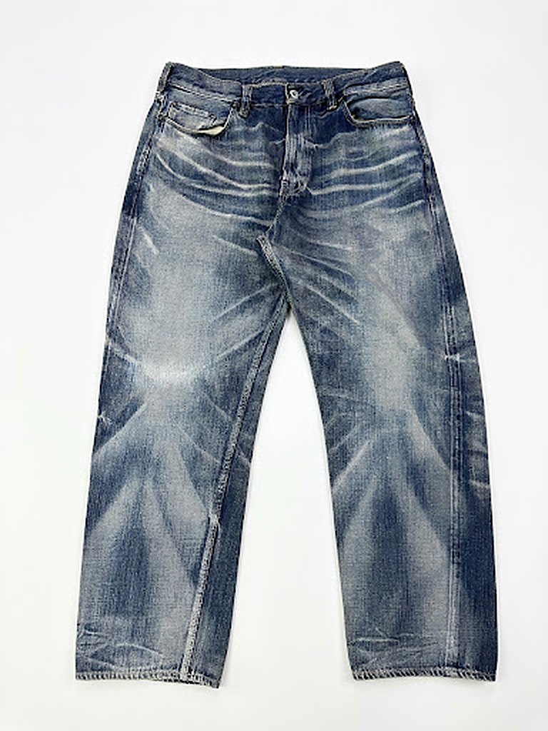 The same jeans after hand sand and wash